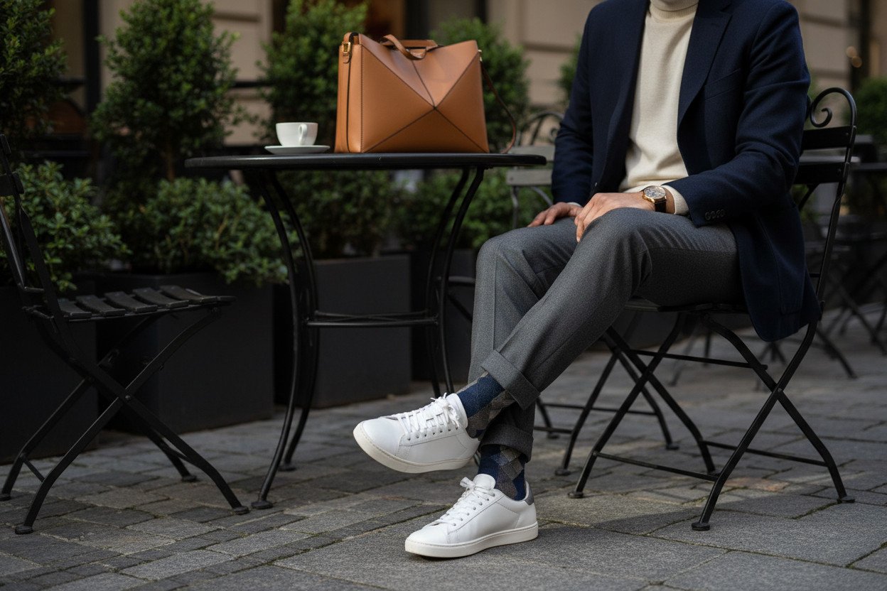 Białe sneakersy jako baza eleganckich stylizacji casualowych