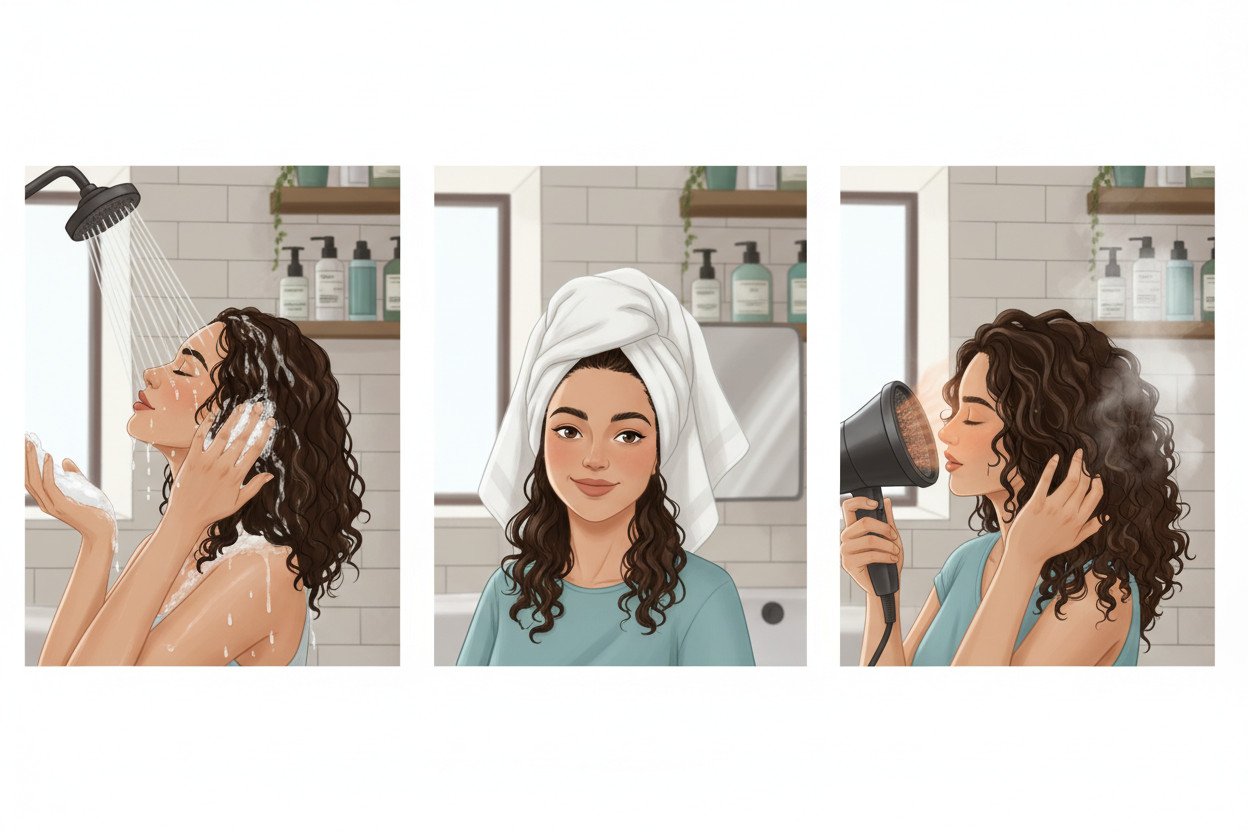 Pielęgnacja loków krok po kroku — od mycia do suszenia